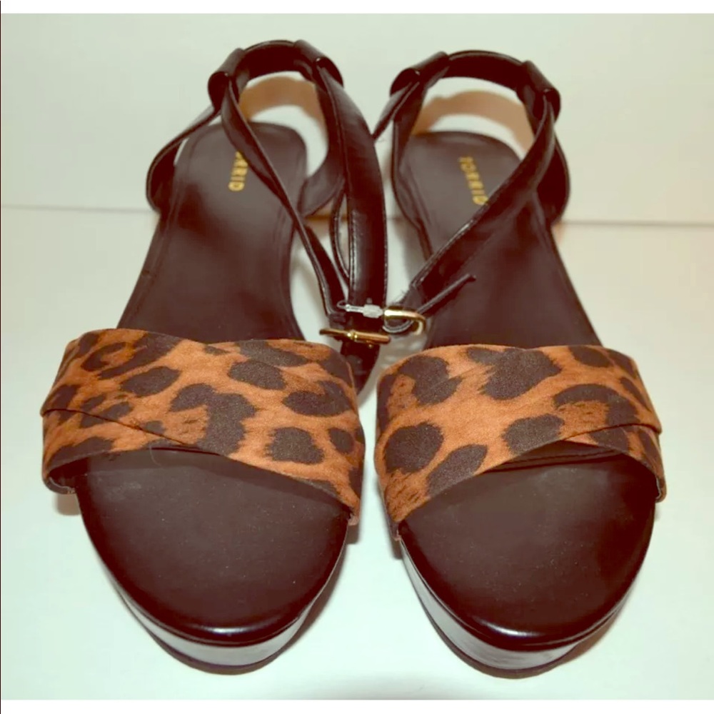 NWT TORRID Leopard Platform wedge sandal SZ 12 W